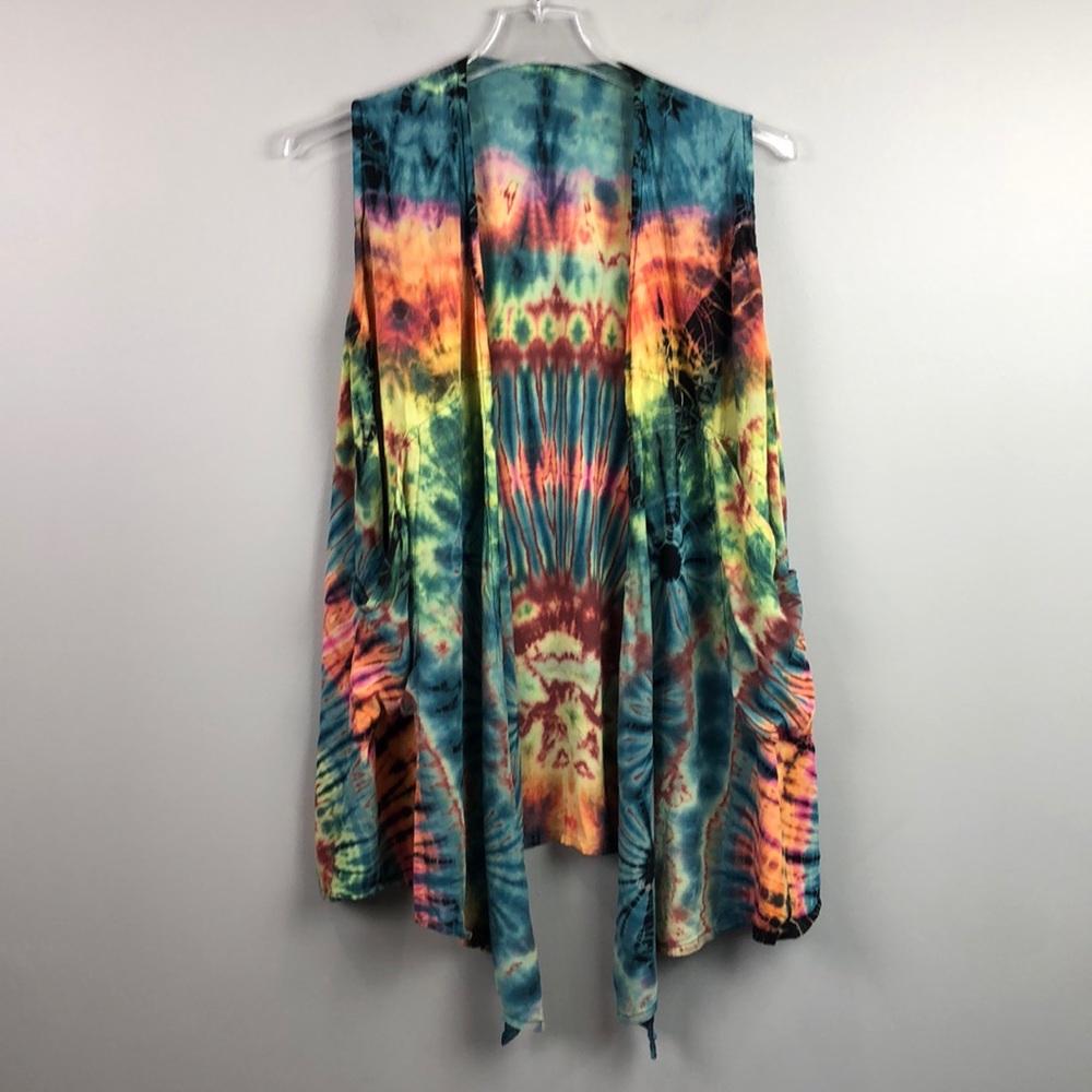 Tie Dye Festival Boho Vest Size Medium